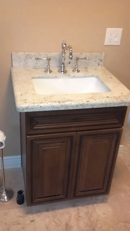 Finished bathroom vanity for Gas Leak Detection in Texas